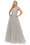 Cinderella Couture Cc8034j Sleeveless Beaded Tulle Gown In Silver