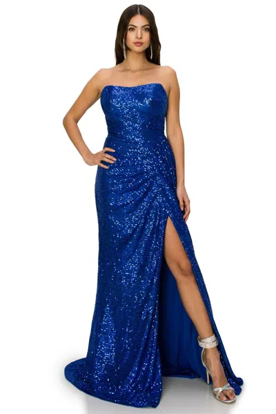 Cinderella Couture Cc8052j Strapless Glitter Formal Dress In Blue