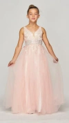 Cinderella Couture Floor Length Sleeveless Flower Girl Dress In Pink
