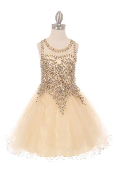 Cinderella Couture Flower Girl Dress Sleeveless Gold Embellished Short