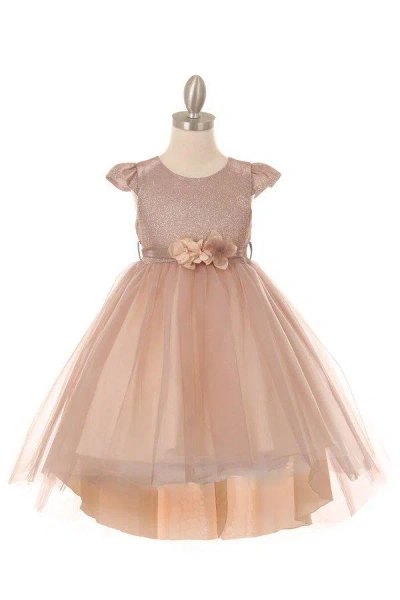 Cinderella Couture High Low Flower Girl Glitter Dress In Pink
