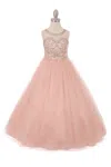 Cinderella Couture Long Beaded Party Flower Girl Dress In Pink