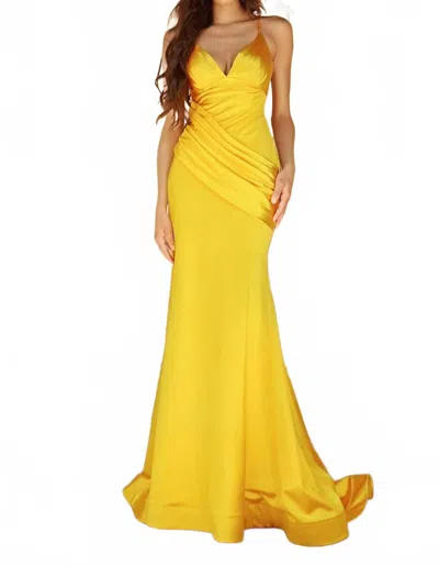 Cinderella Couture Long Evening Gown In Marigold In Yellow