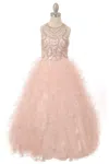 Cinderella Couture Long Flower Girl Dress Beaded Layered Organza Gown In Multi