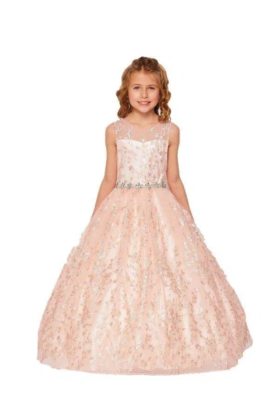 Cinderella Couture Long Sleeveless Flower Girls Dress In Gold