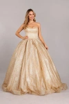 Cinderella Couture Long Strapless Prom Glitter Ball Gown In Gold