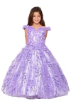 Cinderella Couture Off Shoulder Long Flower Girls Dress In Purple