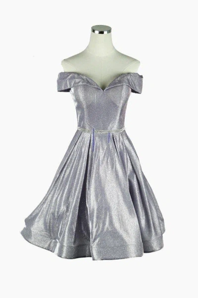 Cinderella Couture Prom Short Metallic Off Shoulder Homecoming Dress In Purple