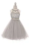 Cinderella Couture Short Beaded Dress Flower Girls In Silver