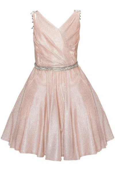 Cinderella Couture Short Beaded Metallic Flower Girl  Dress In Gold