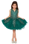 Cinderella Couture Short Sleeveless Flower Girl Dress In Green