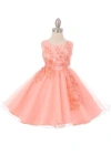 Cinderella Couture Short Sleeveless Glitter Flower Girl Dress In Orange