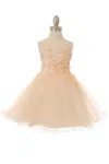 Cinderella Couture Sleeveless Embellished Short Party Flower Girls Dress In Gold
