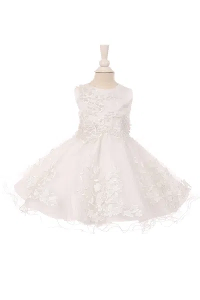 Cinderella Couture Sleeveless Embroidered Design Flower Girls Dress In White