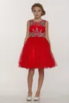 Cinderella Couture Sleeveless Flower Girl Dress With Rhinestone Bodice In Red