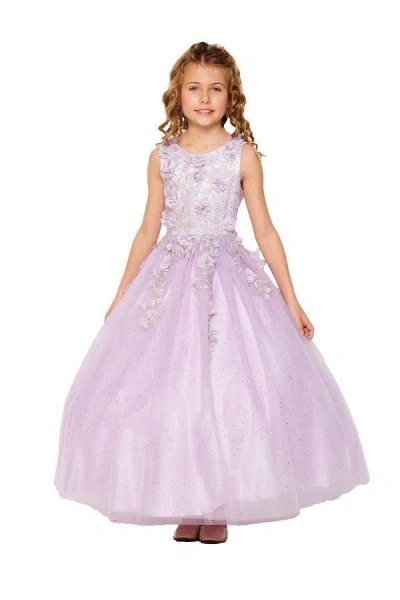 Cinderella Couture Sleeveless Long A-line Flower Girls Dress In Purple