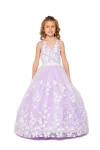 Cinderella Couture Sleeveless Long Flower Girls Dress In Purple