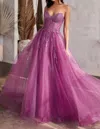 Cinderella Divine Ailiyah Embellished Tulle Maxi Gown In Amethyst In Purple