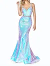 Cinderella Divine Fitted Sexy Gown With Open Back And Flip Sequin Effect In Opal In Purple