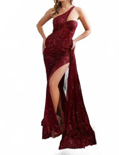 Cinderella Divine Kimberly Maxi Gown In Burgundy In Brown