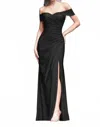 Cinderella Divine Off The Shoulder Stretch Jersey Dress In Black In Black