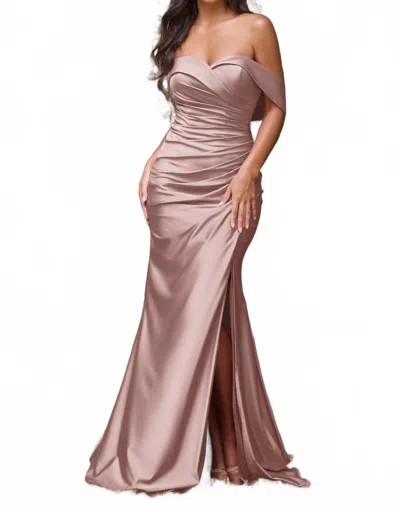 Cinderella Divine Off The Shoulder Stretch Jersey Dress In Mauve In Multi