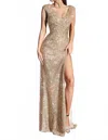 Cinderella Divine Paris Sequin Slit Dress In Gold