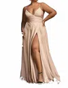 Cinderella Divine Soft Satin Sweetheart Long Dress In Nude In Brown