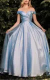 Cinderella Divine Strapless Metallic Glitter Ballgown In Blue In Blue
