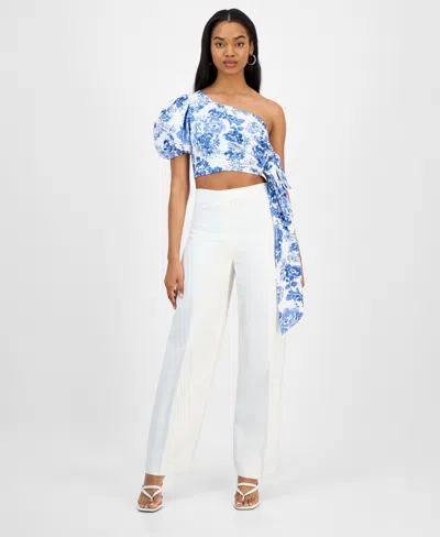 Cindy Castro New York Women's Simone Printed One-shoulder Cropped Top