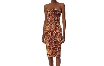 Pre-owned Cindy Helsi  Midi Dress In Amber - Size Xs In Yellow