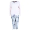 Cinema Studio Women's Long Flannel Pajama Set In Pink