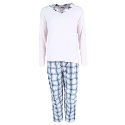 Cinema Studio Women's Long Flannel Pajama Set In Pink