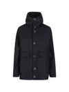 Cini Button-up Hooded Jacket In Blue