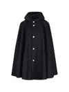 Cini Hooded Button-up Cape In Blue