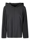 Cini Lightweight Cotton Sweatshirt With Hood And Raw Hems In Black