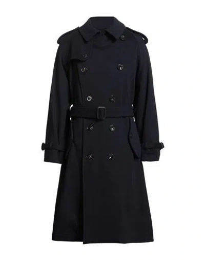 Cini Man Coat Midnight Blue Size 40 Virgin Wool In Black
