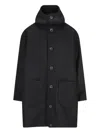 Cini Patch-pocket Hooded Coat In Black