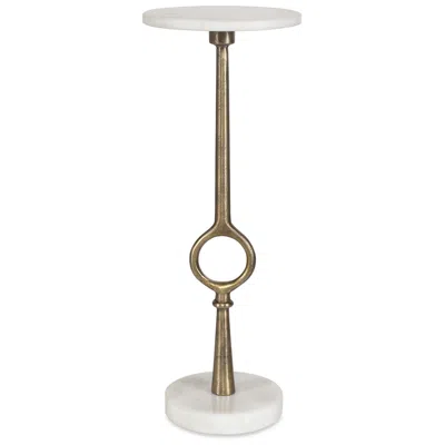 Cinnabar Road 24" H Brass Aluminum With White Marble Side Table