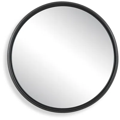 Cinnabar Road 32" Round Matte Black Wall Mirror