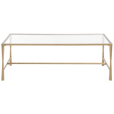 Cinnabar Road 47" Wide Gold Metal With Glass Top Coffee Table