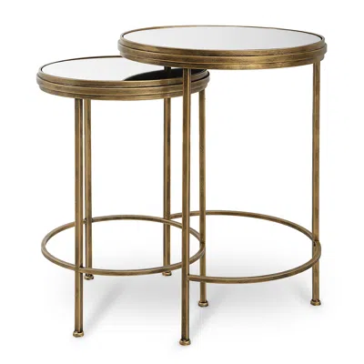 Cinnabar Road Alba 18"w Gold And Mirror Top Nesting Tables Set Of 2