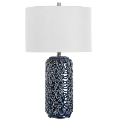 Cinnabar Road Ami Blue Wavy Ceramic Table Lamp