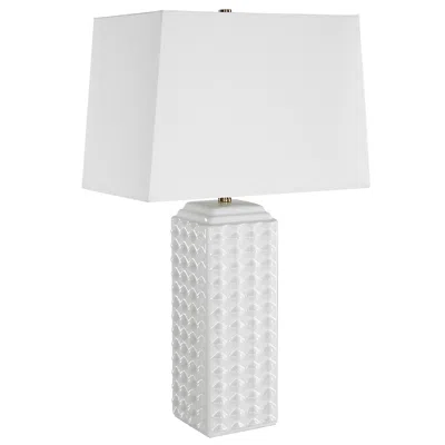 Cinnabar Road Elsa Diamond Knob White Ceramic Table Lamp
