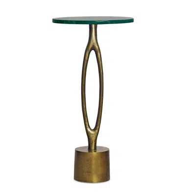 Cinnabar Road Ennis 12"w Green Marble And Brass Accent Table