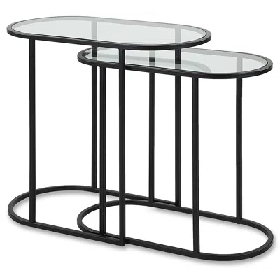 Cinnabar Road Evie 24" Wide Black Nesting Tables Set Of 2