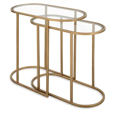Cinnabar Road Evie 24" Wide Brass Nesting Tables Set Of 2