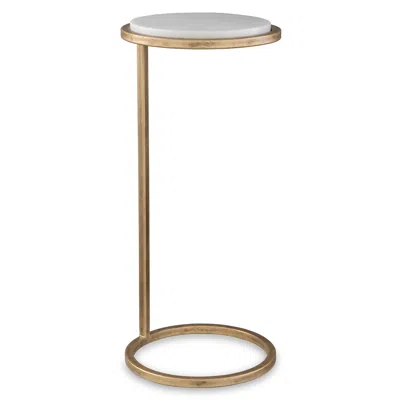 Cinnabar Road Gaia 10 1/4"w Gold And White Marble Accent Table