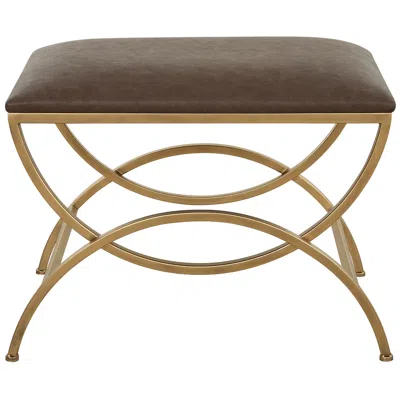Cinnabar Road Juneau 19 1/2" High Brass Metal With Cocoa Seat Bench