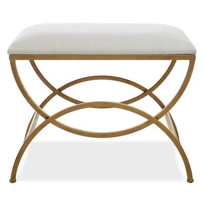 Cinnabar Road Juneau 23 3/4"w Brushed Brass And White Bench